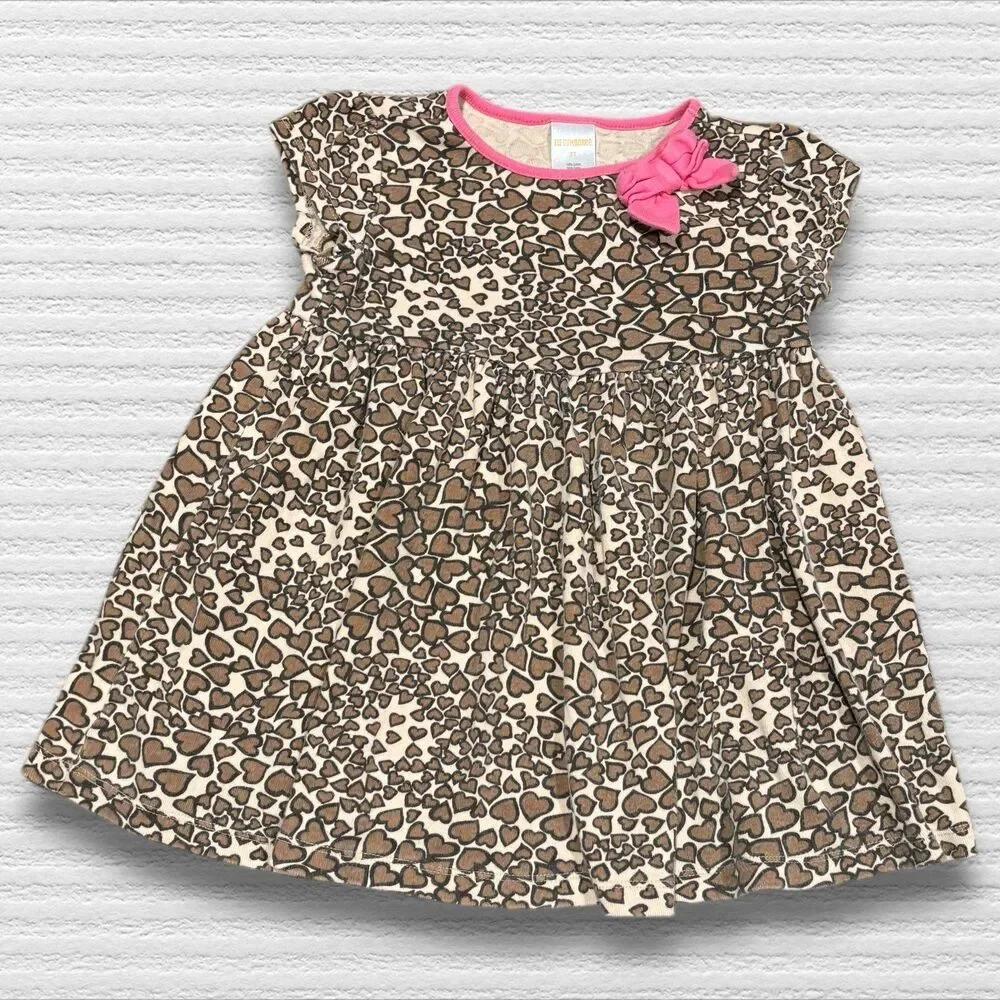 Gymboree 3t Hearts Cheetah Print Dress 2017 Brown Pink Cap Sleeve
